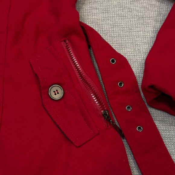Rue 21 Womens Red Pea Coat Double Breasted Long Sleeve Belted Zip Pockets Size M - Picture 6 of 16